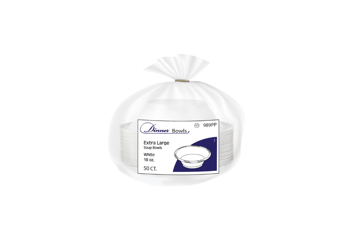 18 oz. White Plastic Bowls 50 ct.
