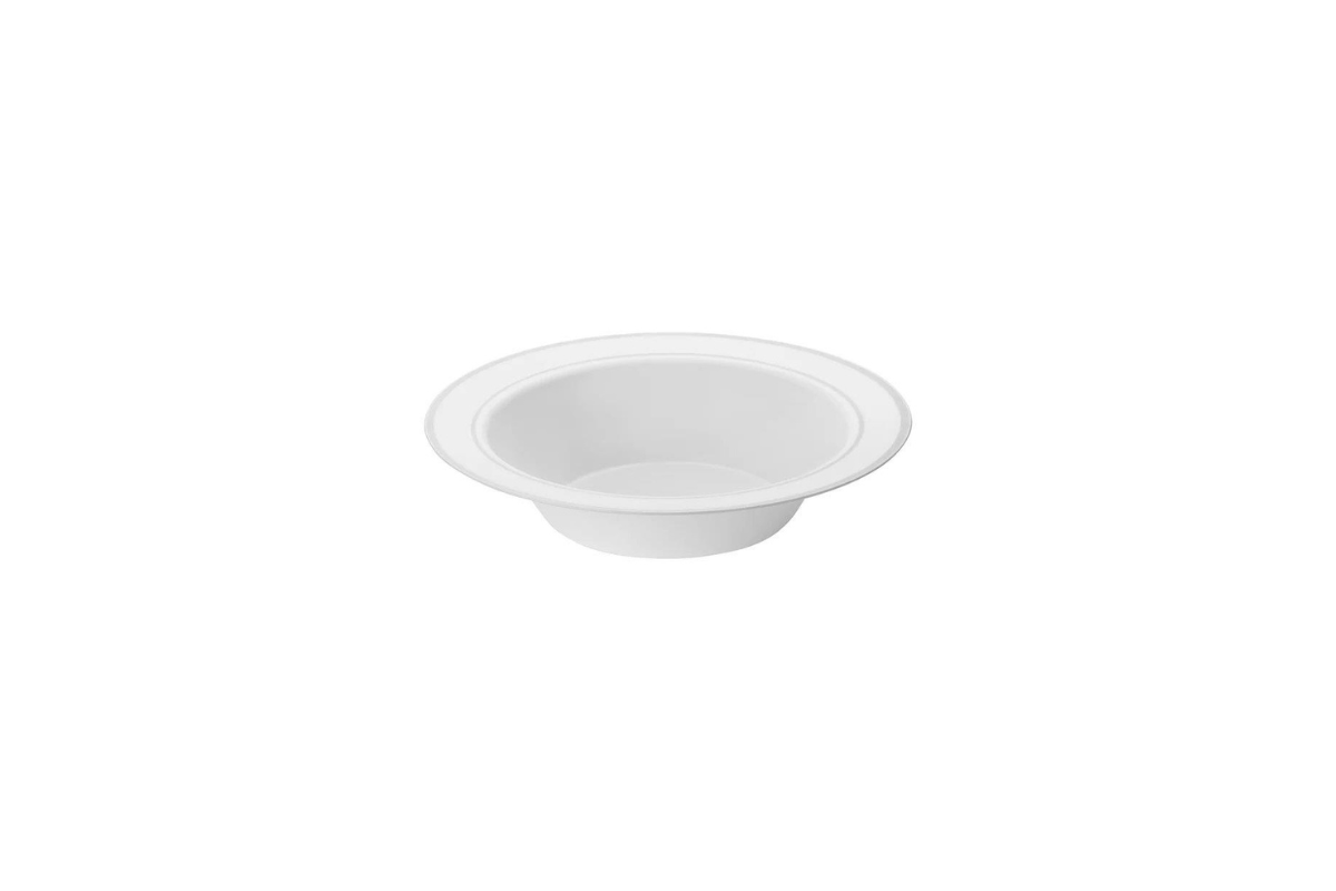 12 oz. White Soup Bowls Silver Rim 10 ct.
