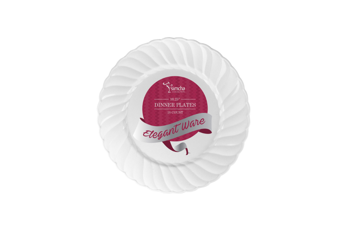 10.25 inch White Flair Plates 18 ct.