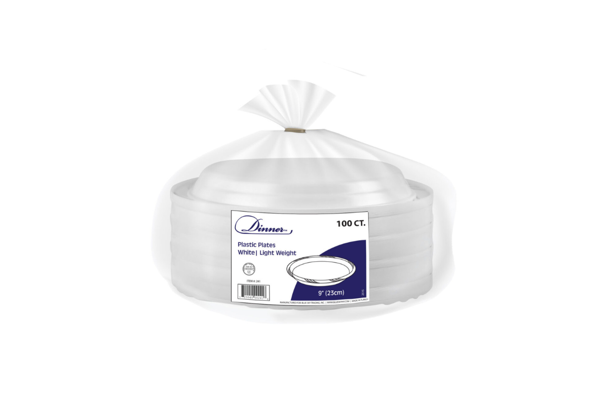 9 inch White Plates Dinner 100 ct.