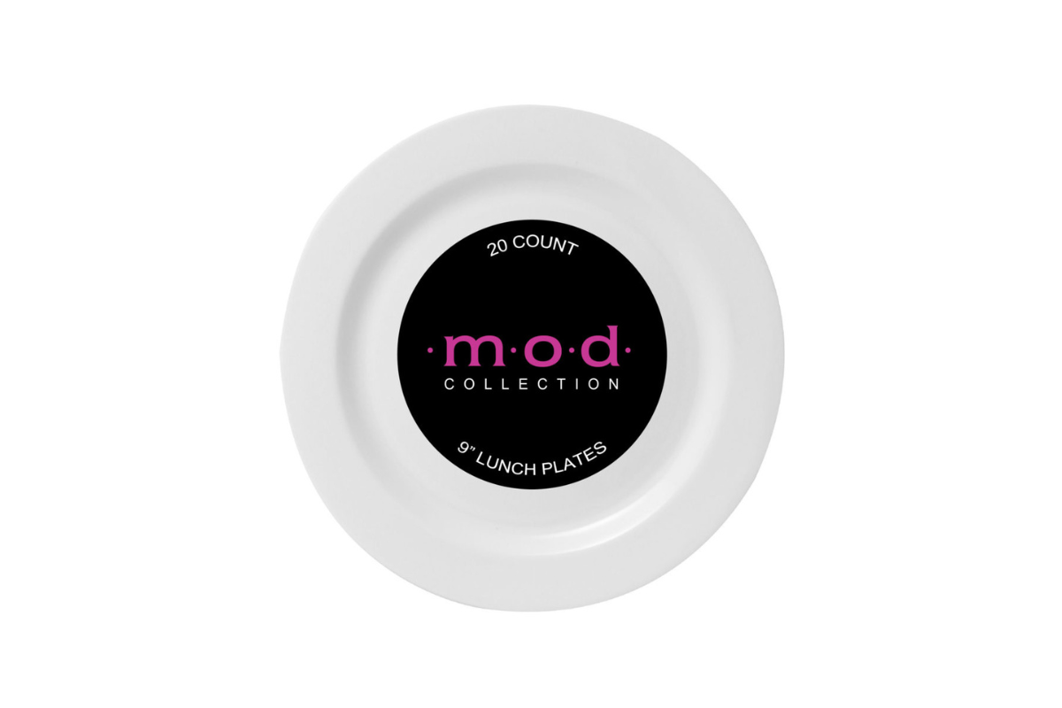 9 inch White Mod Plates 20 ct.