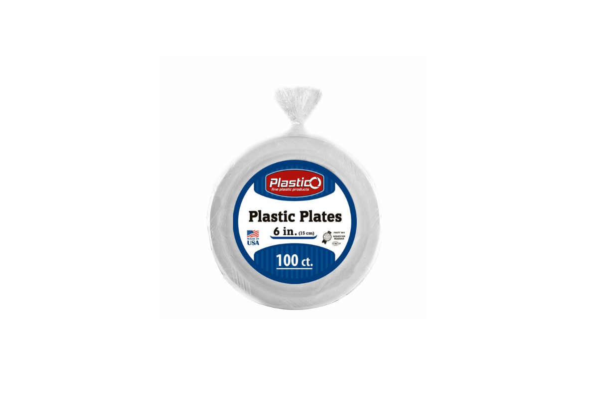 6 inch White Plates Plastico 100 ct.