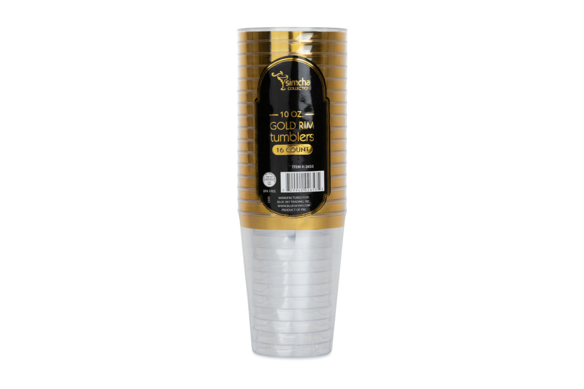 10 oz. Gold Rim round Tumblers 16 ct.