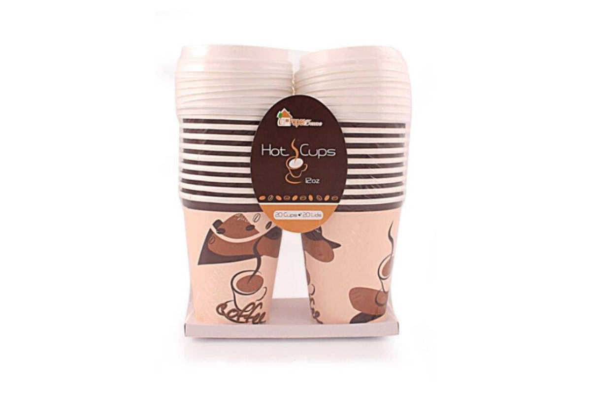 12 oz. Paper Hot cups With Lids 20 ct.