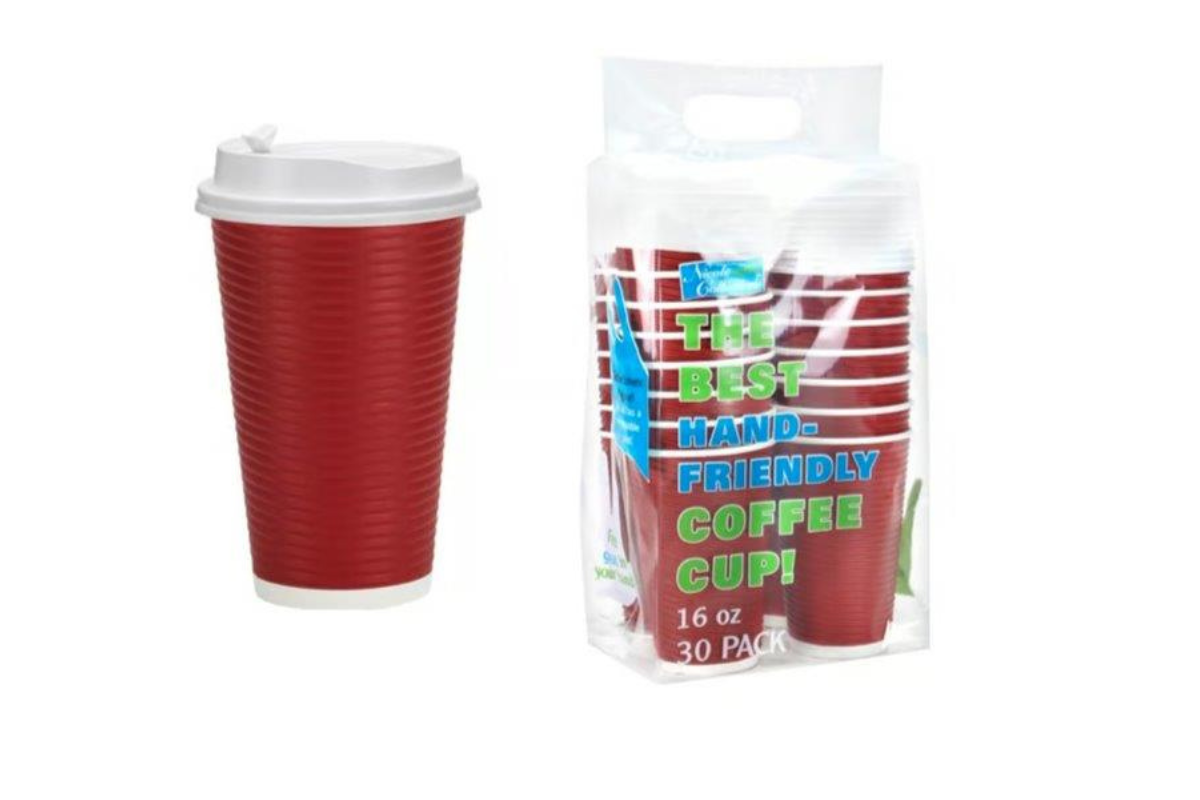 16 oz. Paper Ripple Hot Cups With Lids 30 ct.